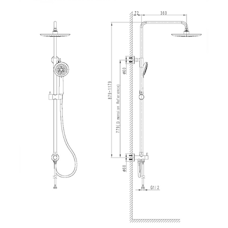 Zestaw prysznicowy z deszczownicą bez baterii Orion Matt Black