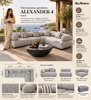 MaMaison sofa narożna ogrodowa ALEXANDER  4 szara (poduszki i pokrowiec w zestawie)