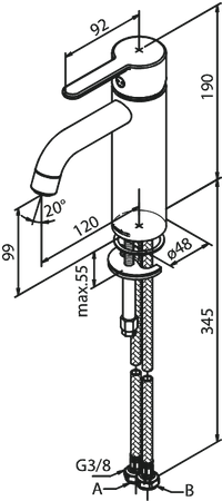 Bateria umywalkowa - Średnia szczotkowany grafit pvd