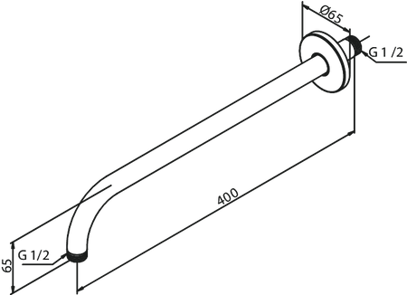 Ścienne ramię deszczowni - długie polerowany mosiądz pvd
