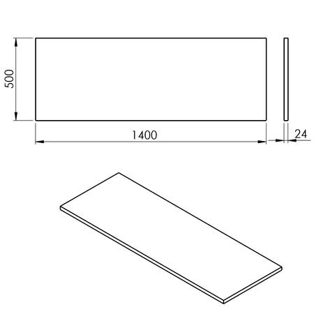 PLATO blat Rockstone 1400x24x500mm, biały mat