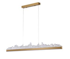 Lampa wisząca MONTANA LONG 125 cm -LED, złota listwa z kryształem