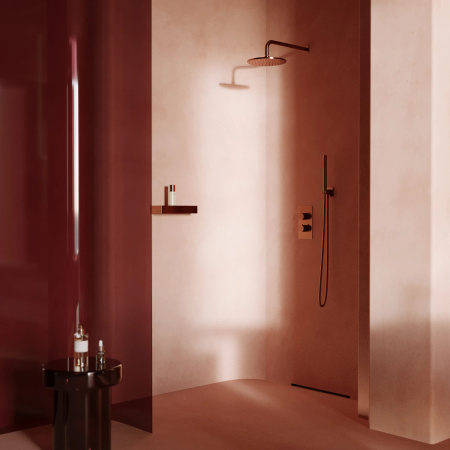 CONTOUR termostatyczny system prysznicowy podtynkowy, miedź szczotkowana