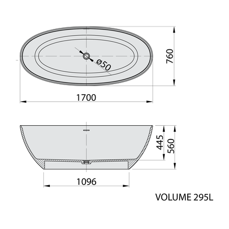 NOYA wanna wolnostojąca 170x76x56cm, solid surface, biały mat