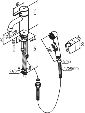 Bateria umywalkowa z bidettą chrom