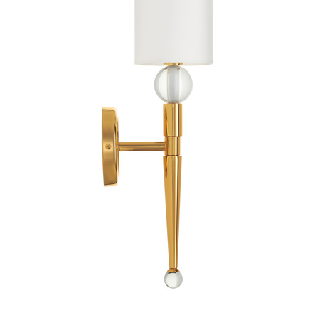 Lampa ścienna DAMA 52 cm-  złoty kinkiet z białym abażurem