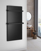 ENIS panel promiennikowy 600W, 590x1200 mm, 2 wieszaki na ręczniki, IP44, czarny mat