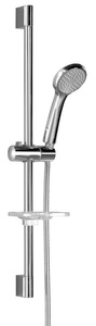 Zestaw prysznicowy z mydelniczką, uchwyt przesuwny 645mm, wąż 1500mm, chrom