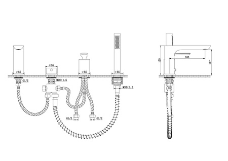 EXPERIENCE Gold Brushed 4-otworowa bateria wannowa