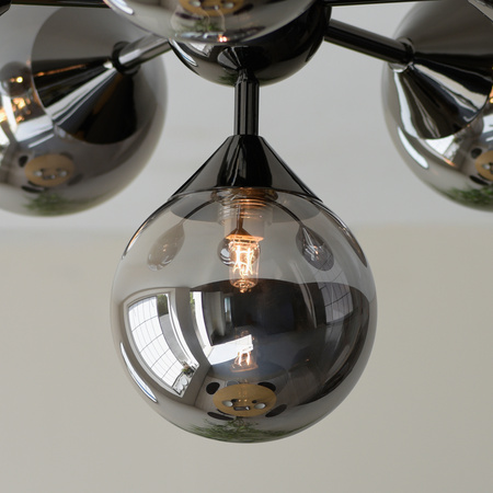 Lampa sufitowa Oscar – 6-punktowa, czarna / dymiona, 49,8 × 49,8 × 37 cm