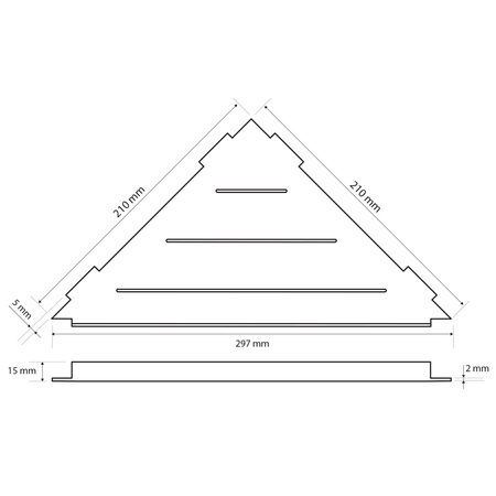SMART półka narożna do fug 297x15x210mm, stal nierdzewna polerowana