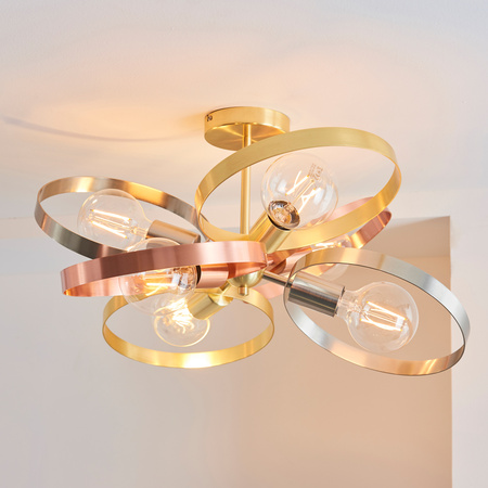 Hoop 6 Ceiling Light Brushed Brass
