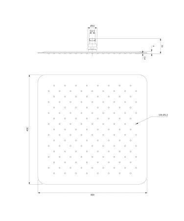 ULTRA SLIMLINE deszczownica, 40 x 40 cm, chrom połysk