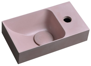 PICCOLINO umywalka betonowa, 30,8x17cm, bateria z prawej strony, różowy mat