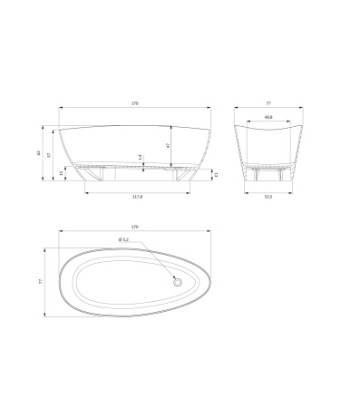BARCELONA M+ wanna wolnostojąca, 170 x 77 cm, biały połysk