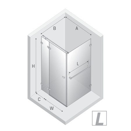 NZ4 Kabina prysznicowa AVEXA NICKEL BRUSHED 1D prostokątna L 100x80x200 szkło czyste 6mm Active Shield 2.0 WIESZAK