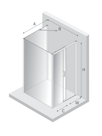 NZ4 Kabina prysznicowa PRIME GOLD BRUSHED 1D kwadratowa przyścienna L 100x100x200 szkło czyste 6mm Active Shield 2.0
