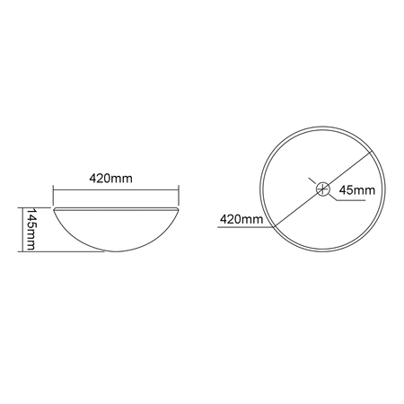 TOSEMI grawerowana szklana umywalka nablatowa Ø 42 cm, przezroczysta