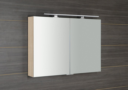 MIRRÓ szafka z lustrem z oświetleniem LED, 100x70x16cm, wiąz Bardini
