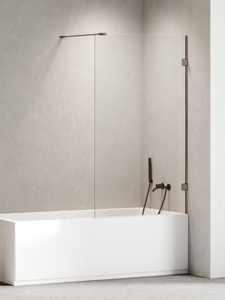 NZ2 Parawan wannowy OXIA GUNMETAL BRUSHED stały 1 U 50x150 szkło czyste 8mm Active Shield 2.0