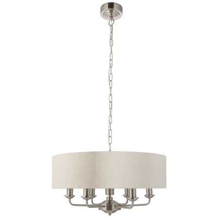 Highclere 6 Pendant Light Chrome & Natural