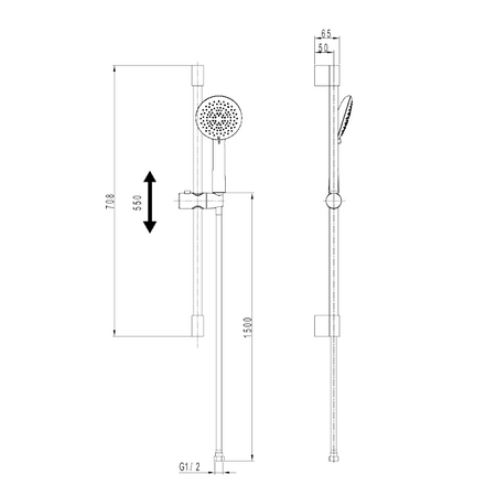Zestaw prysznicowy z drążkiem Orion Gunmetal