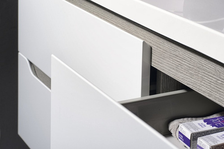 WAVE szafka umywalkowa 150x50x48cm, biała/dąb srebrny