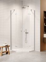 Kabina NESTA chrom 2D pięciokątna asymetryczna 100x80x200 czyste 6mm Active Shield 2.0