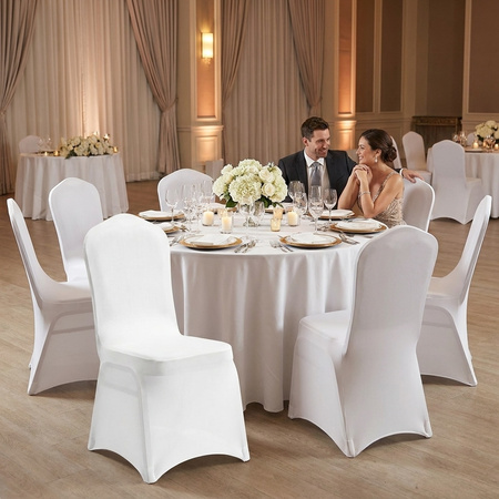 Zestaw 4 pokrowców na krzesło bankietowe  SHP WEDING biały