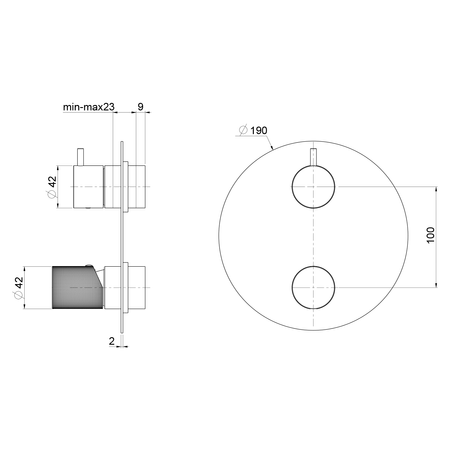 ULTRATAP bateria prysznicowa podtynkowa, 2 wyjścia, obrotowy przełącznik, czarny mat
