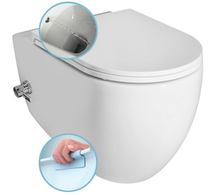 INFINITY CLEANWASH WC wiszące, z dyszą bidetową i zaworem, Rimless, 36,5x53cm, biały