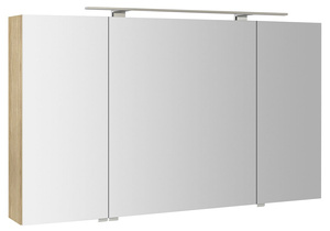 RIWA szafka z lustrem, oświetlenie LED, 3 drzwiczki, 121x70x17cm, wiąz Bardini