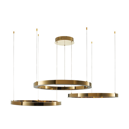 Lampa wisząca CIRCLE 3 80+80+80 cm - LED, ring złoty połysk na 1 podsufitce