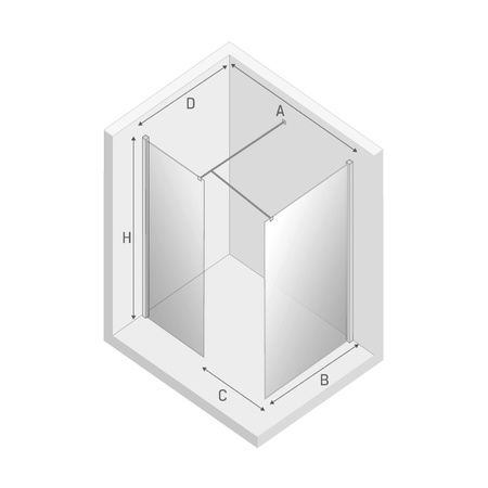 KABINA NEW MODUS BLACK WALK-IN U 150x100x200 KRATKA - CZYSTE 8mm ACTIVE SHIELD