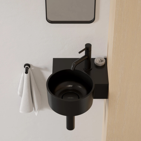 OVO M+ umywalka nablatowa/wisząca - prawa, 33 x 34 cm, black lava mat