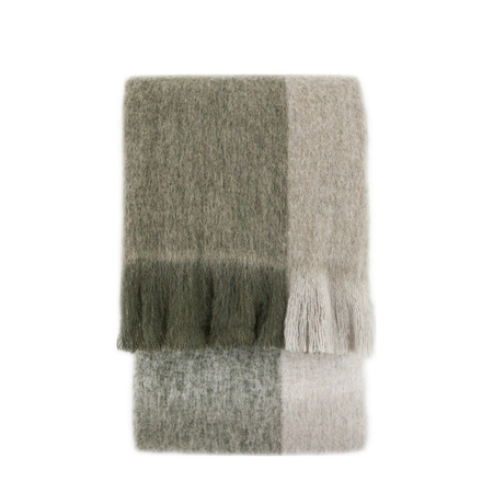 Heritage Check Faux Mohair Throw Green 1300x1700mm