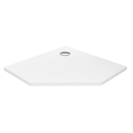 Brodzik NEX konglomeratowy pięciokątny 90x90x3,5 biały,  gł.2cm, fi 90
