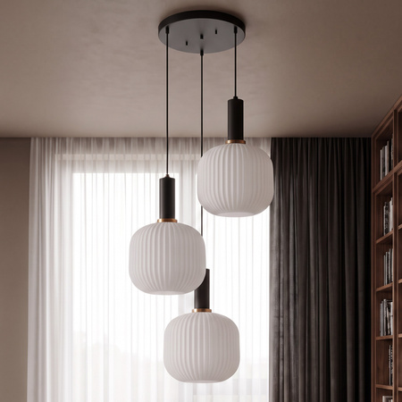 POTRÓJNA LAMPA WISZĄCA LOFT BIAŁO-CZARNA GATO W3