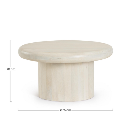 Stolik kawowy BIZZOTTO LOPEZ Ø75 naturalny – drewno mango, nowoczesny design