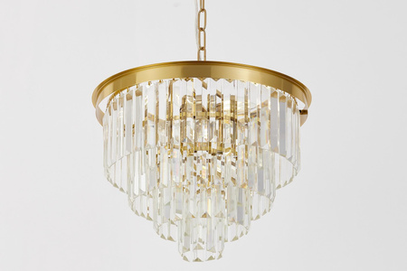 NOWOCZESNY ŻYRANDOL KRYSZTAŁOWY MOSIĘŻNY CAPRIA D40