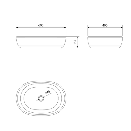 PRIORI umywalka ceramiczna nablatowa 60x40 cm, czarny z niebieskim wzorem
