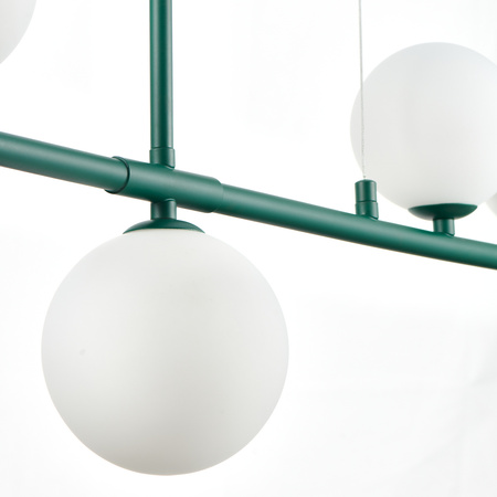 Lampa wisząca MODERNO 80 cm -szmaragdowa z białymi kloszami