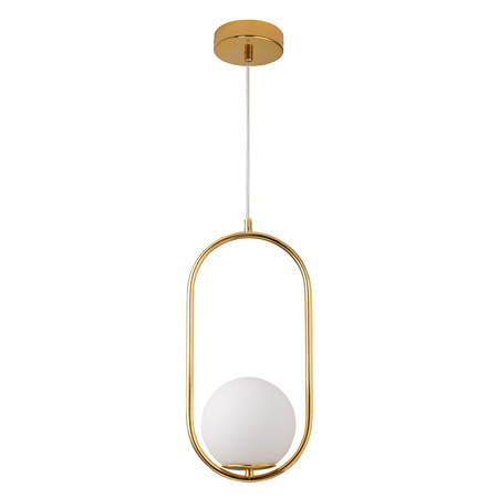 Lampa wisząca COSTA SOLO 40 cm - złoty stelaż, biały klosz