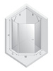 Kabina prysznicowa NEW SOLEO GOLD BRUSHED 1D pięciokątna U 90x90x195 szkło czyste 6mm Active Shield 2.0