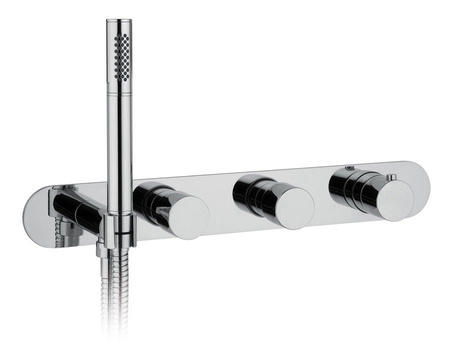 Bateria  prysznicowa/wannowa termostatyczna podtynkowa z uchwytem prysznica, 2 wyjścia, chrom