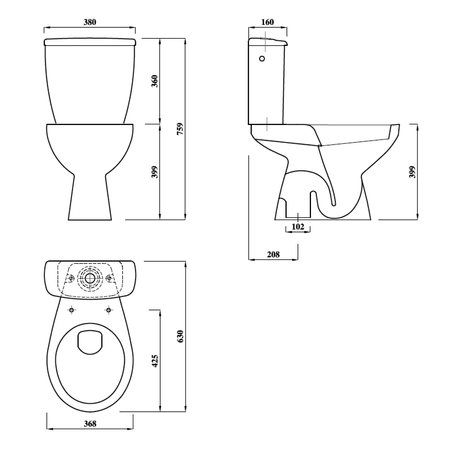 MIGUEL kompakt WC, mechanizm spłukujący, odpływ pionowy, biały