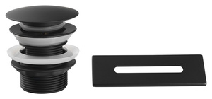 SET maskownica przelewu, odpływ wannowy 6/4", klik-klak, czarny mat