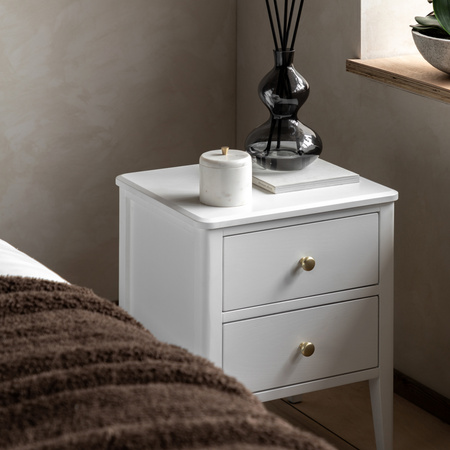 Acton 2 Drawer Bedside White 450x400x550mm