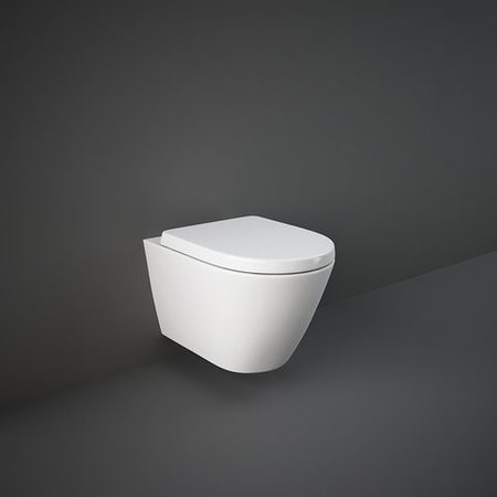 RAK Ceramics RESORT Miska WC podwiesz. Rimless 52x36 cm biały połysk ze stelażem i przyciskiem Przycisk Linka biały-mat/chrom-mat