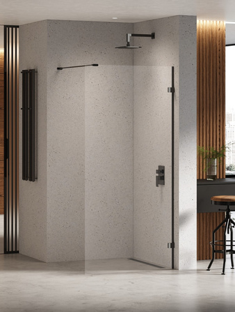 Kabina prysznicowa EVENTA BLACK CHROME WALK-IN U 110x200 szkło czyste 8mm Active Shield 2.0